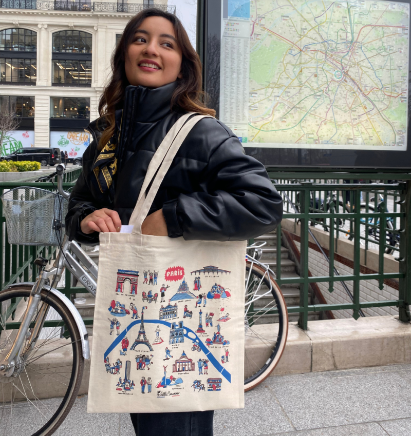 Parisian canvas tote on sale bag