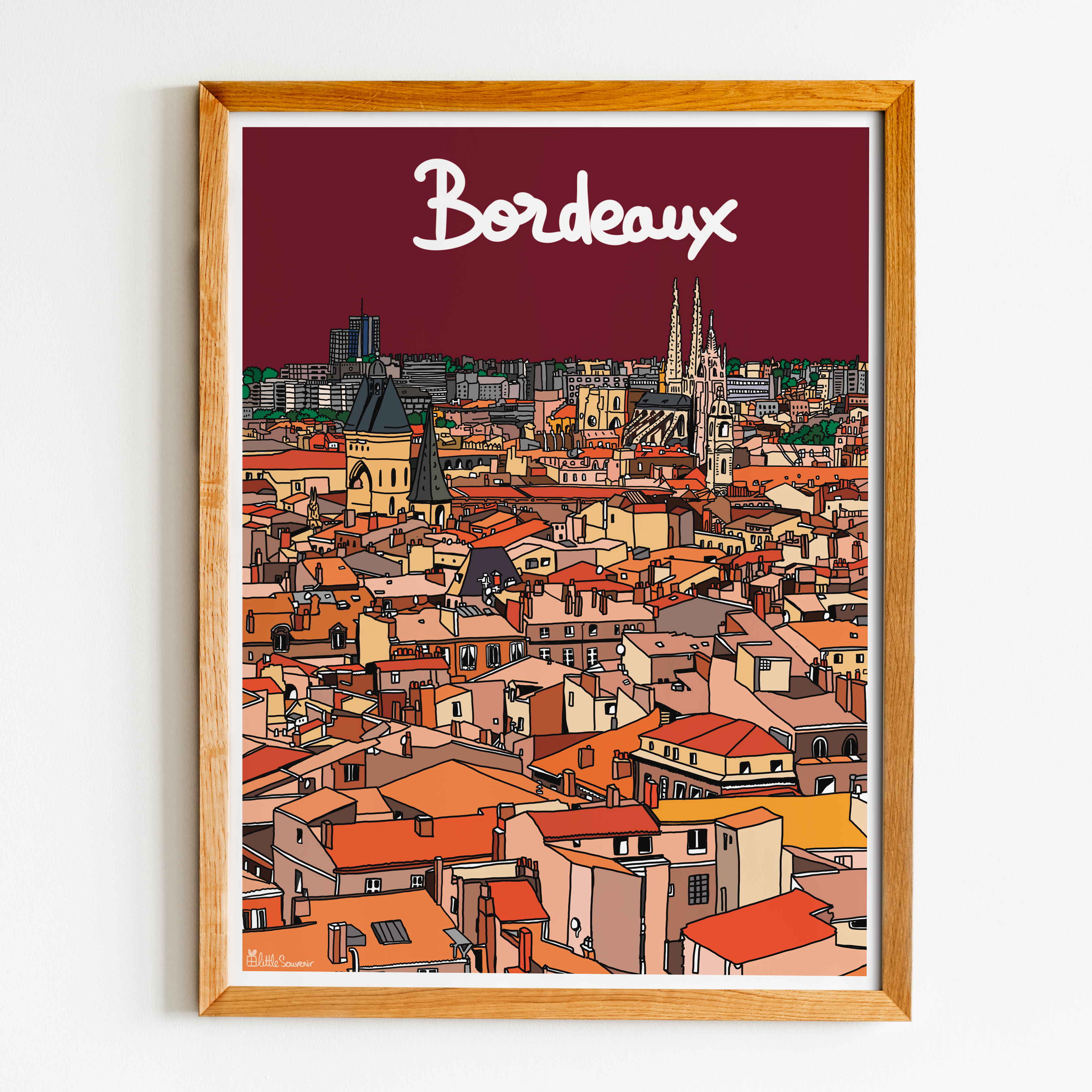 Affiche ville de Bordeaux - Le vieux Bordeaux noir blanc : Sookoa